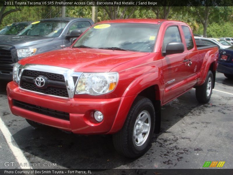 Barcelona Red Metallic / Sand Beige 2011 Toyota Tacoma V6 SR5 PreRunner Access Cab