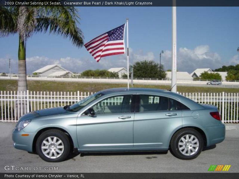 Clearwater Blue Pearl / Dark Khaki/Light Graystone 2009 Chrysler Sebring LX Sedan