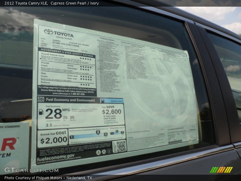 Cypress Green Pearl / Ivory 2012 Toyota Camry XLE