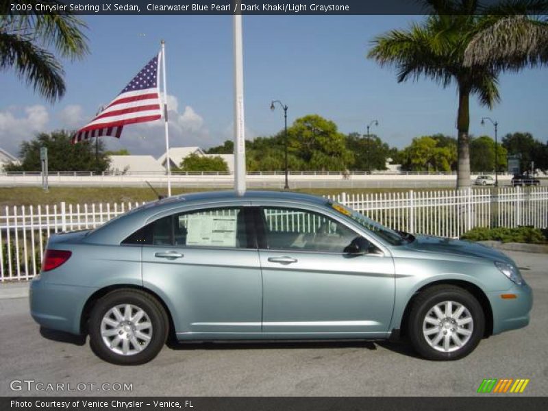 Clearwater Blue Pearl / Dark Khaki/Light Graystone 2009 Chrysler Sebring LX Sedan