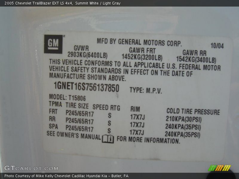 Summit White / Light Gray 2005 Chevrolet TrailBlazer EXT LS 4x4