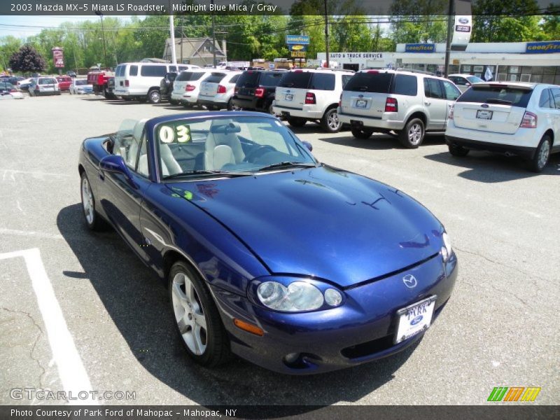 Midnight Blue Mica / Gray 2003 Mazda MX-5 Miata LS Roadster
