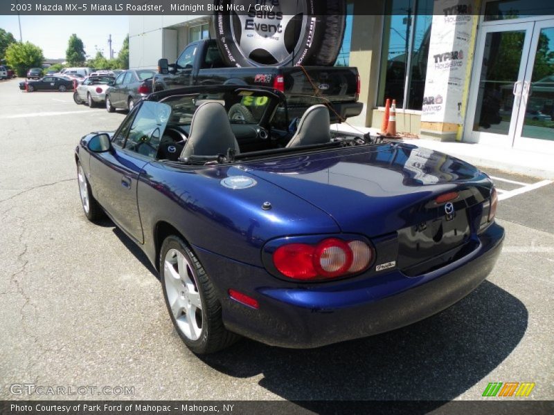 Midnight Blue Mica / Gray 2003 Mazda MX-5 Miata LS Roadster
