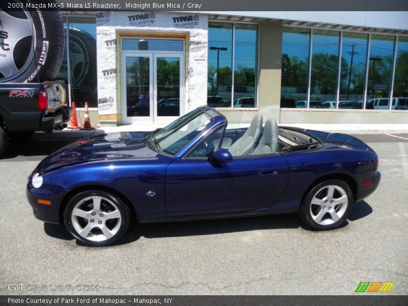 Midnight Blue Mica / Gray 2003 Mazda MX-5 Miata LS Roadster