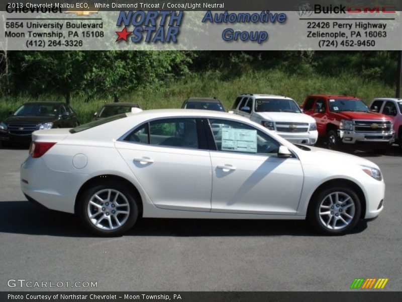 White Diamond Tricoat / Cocoa/Light Neutral 2013 Chevrolet Malibu ECO