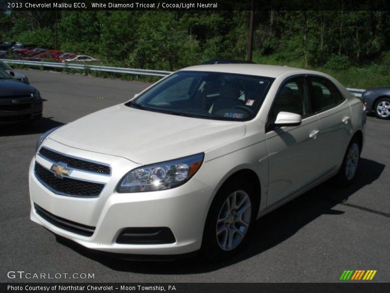 White Diamond Tricoat / Cocoa/Light Neutral 2013 Chevrolet Malibu ECO