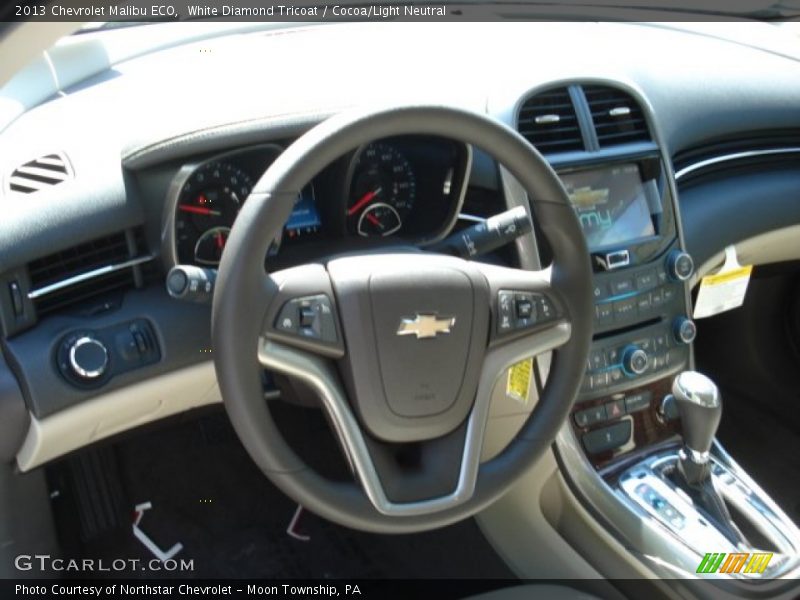 White Diamond Tricoat / Cocoa/Light Neutral 2013 Chevrolet Malibu ECO