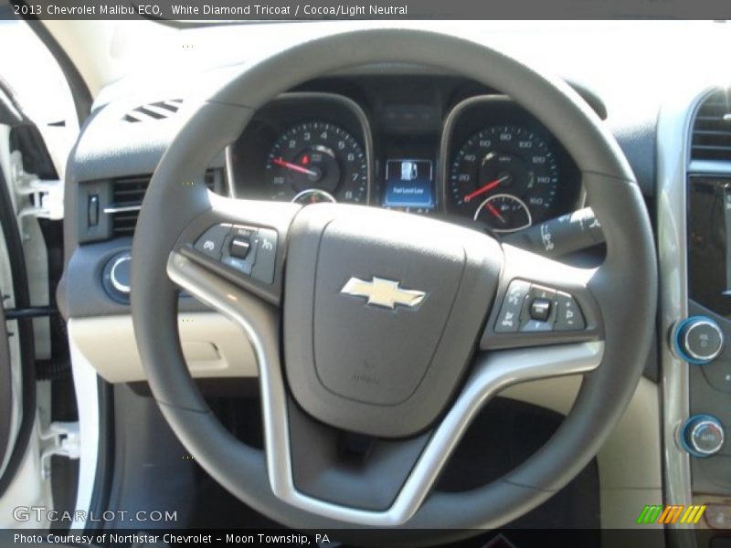 White Diamond Tricoat / Cocoa/Light Neutral 2013 Chevrolet Malibu ECO