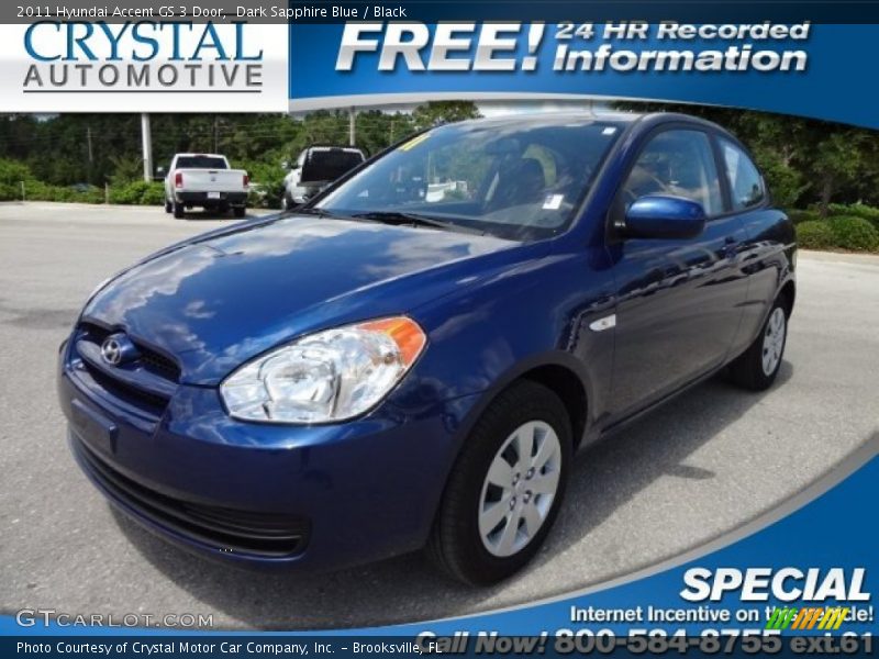 Dark Sapphire Blue / Black 2011 Hyundai Accent GS 3 Door