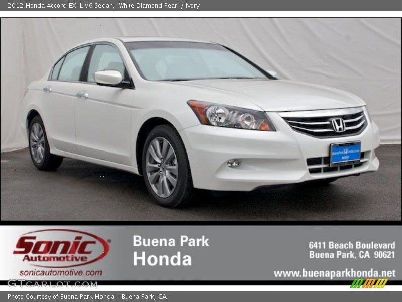White Diamond Pearl / Ivory 2012 Honda Accord EX-L V6 Sedan