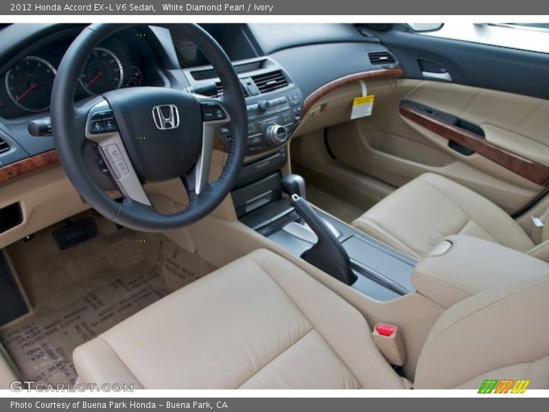 White Diamond Pearl / Ivory 2012 Honda Accord EX-L V6 Sedan