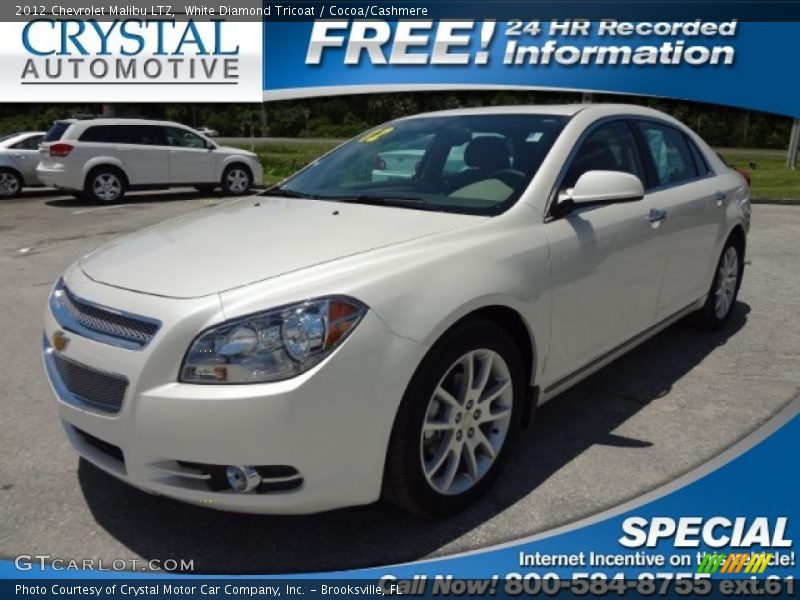 White Diamond Tricoat / Cocoa/Cashmere 2012 Chevrolet Malibu LTZ