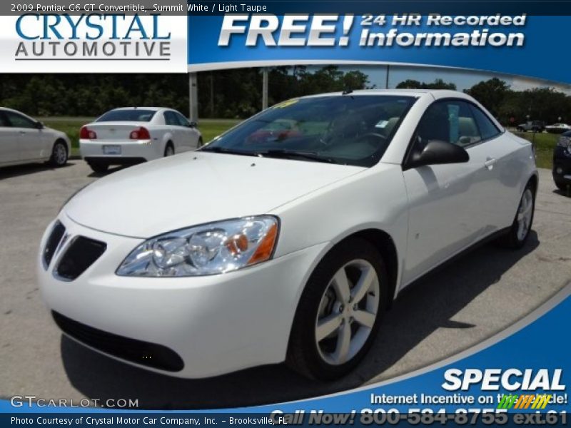 Summit White / Light Taupe 2009 Pontiac G6 GT Convertible