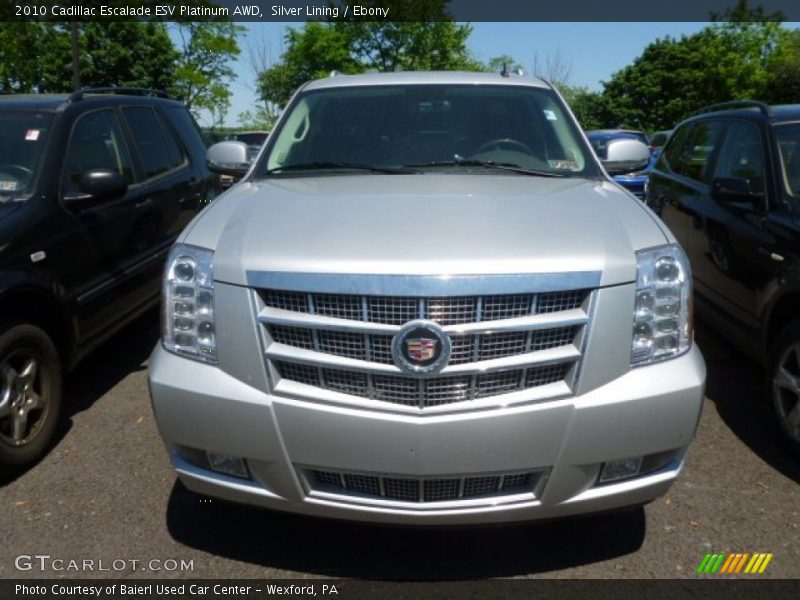 Silver Lining / Ebony 2010 Cadillac Escalade ESV Platinum AWD