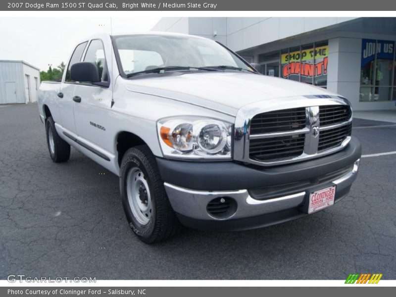 Bright White / Medium Slate Gray 2007 Dodge Ram 1500 ST Quad Cab
