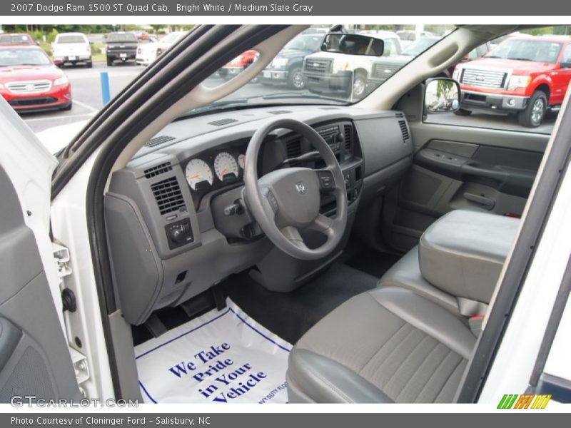 Bright White / Medium Slate Gray 2007 Dodge Ram 1500 ST Quad Cab