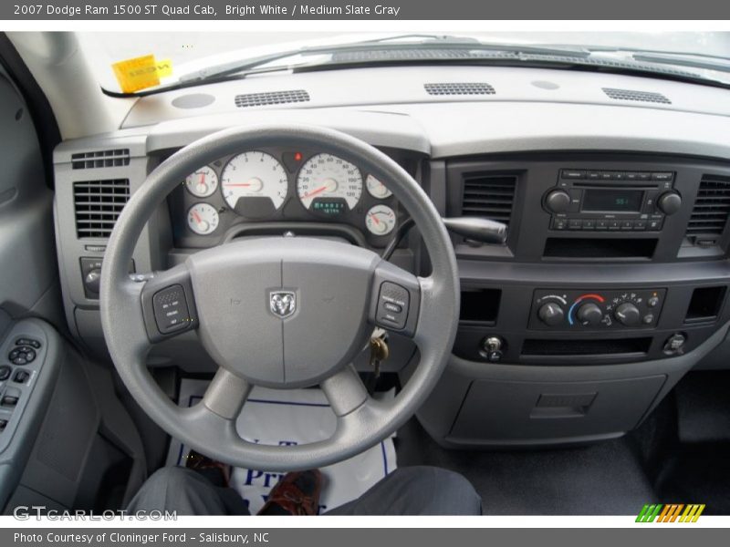 Bright White / Medium Slate Gray 2007 Dodge Ram 1500 ST Quad Cab