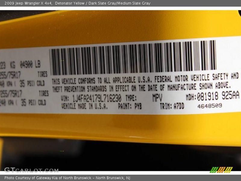 Detonator Yellow / Dark Slate Gray/Medium Slate Gray 2009 Jeep Wrangler X 4x4