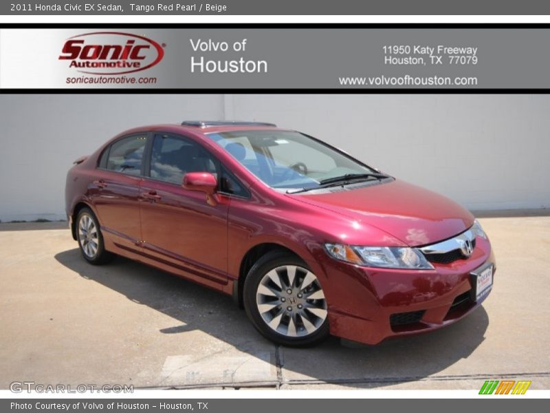 Tango Red Pearl / Beige 2011 Honda Civic EX Sedan