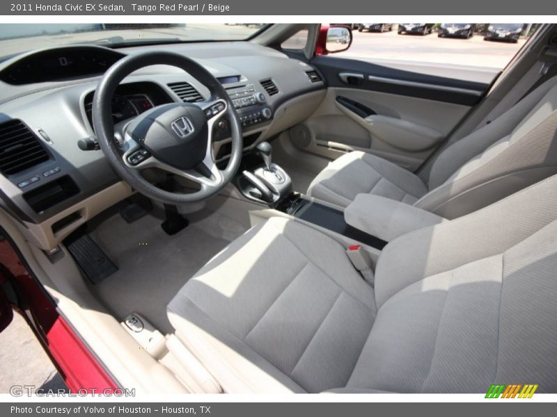 Tango Red Pearl / Beige 2011 Honda Civic EX Sedan