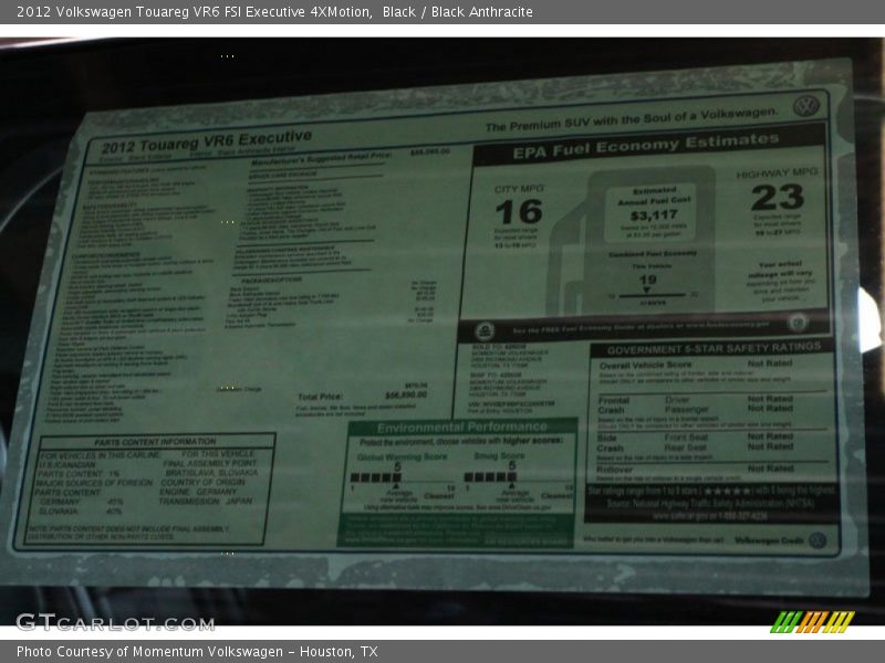 Black / Black Anthracite 2012 Volkswagen Touareg VR6 FSI Executive 4XMotion
