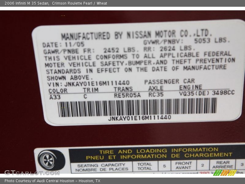 Crimson Roulette Pearl / Wheat 2006 Infiniti M 35 Sedan