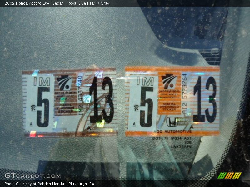 Royal Blue Pearl / Gray 2009 Honda Accord LX-P Sedan