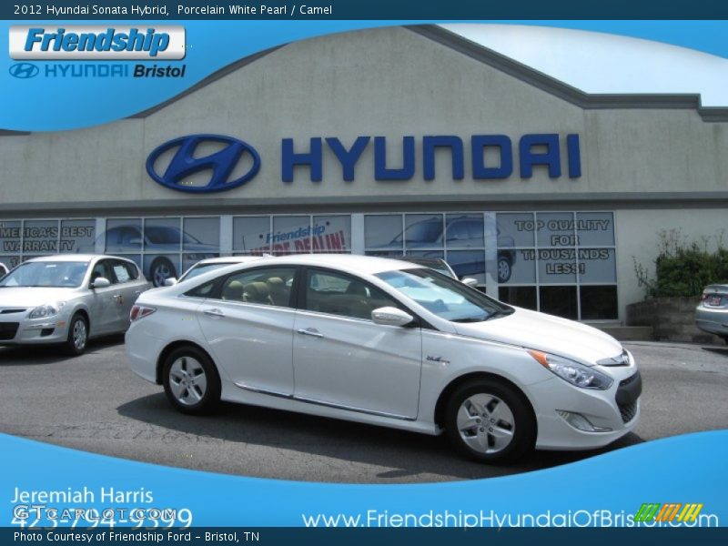 Porcelain White Pearl / Camel 2012 Hyundai Sonata Hybrid