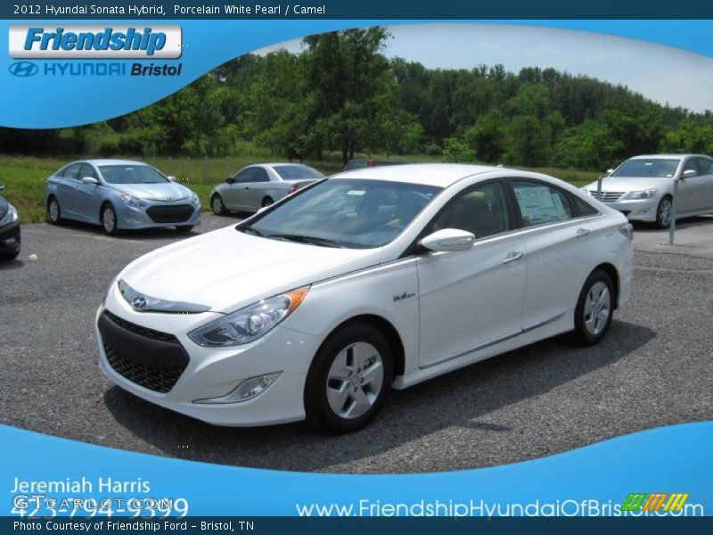Porcelain White Pearl / Camel 2012 Hyundai Sonata Hybrid