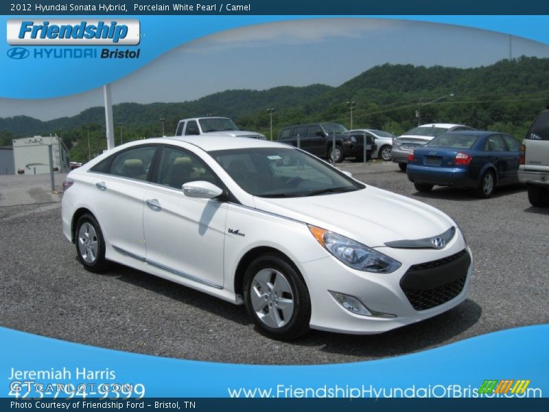 Porcelain White Pearl / Camel 2012 Hyundai Sonata Hybrid