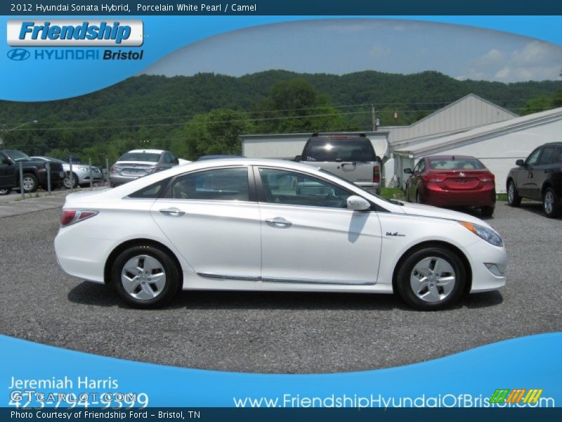 Porcelain White Pearl / Camel 2012 Hyundai Sonata Hybrid