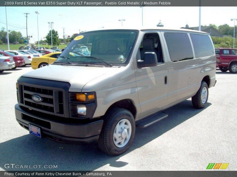 Pueblo Gold Metallic / Medium Pebble 2009 Ford E Series Van E350 Super Duty XLT Passenger