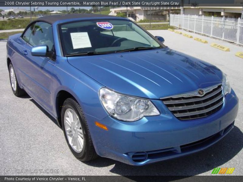 Marathon Blue Pearl / Dark Slate Gray/Light Slate Gray 2008 Chrysler Sebring Touring Convertible