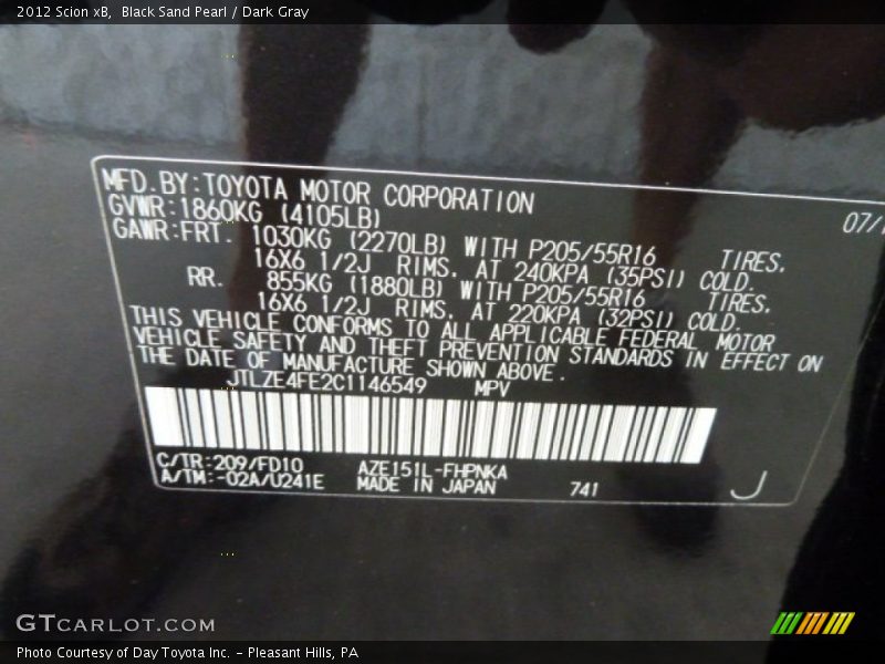 Black Sand Pearl / Dark Gray 2012 Scion xB