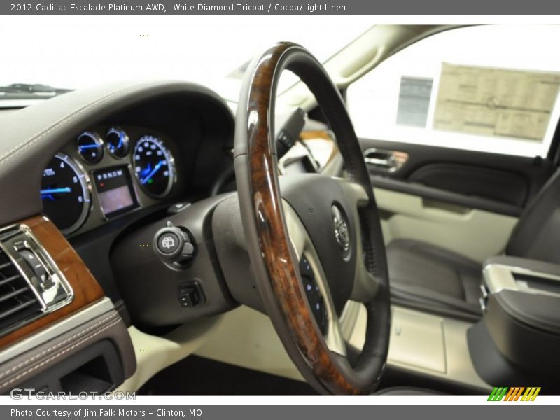 White Diamond Tricoat / Cocoa/Light Linen 2012 Cadillac Escalade Platinum AWD