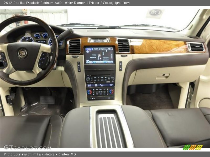 White Diamond Tricoat / Cocoa/Light Linen 2012 Cadillac Escalade Platinum AWD