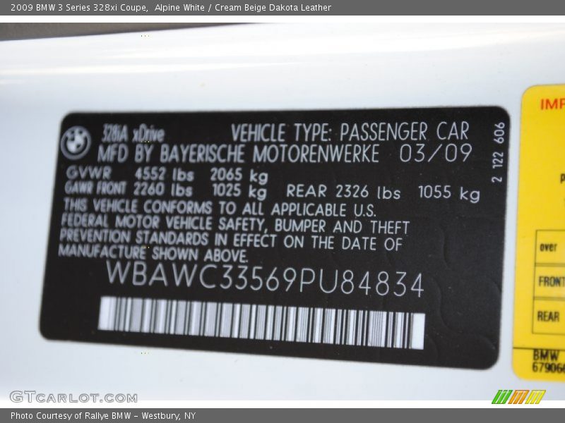 Alpine White / Cream Beige Dakota Leather 2009 BMW 3 Series 328xi Coupe