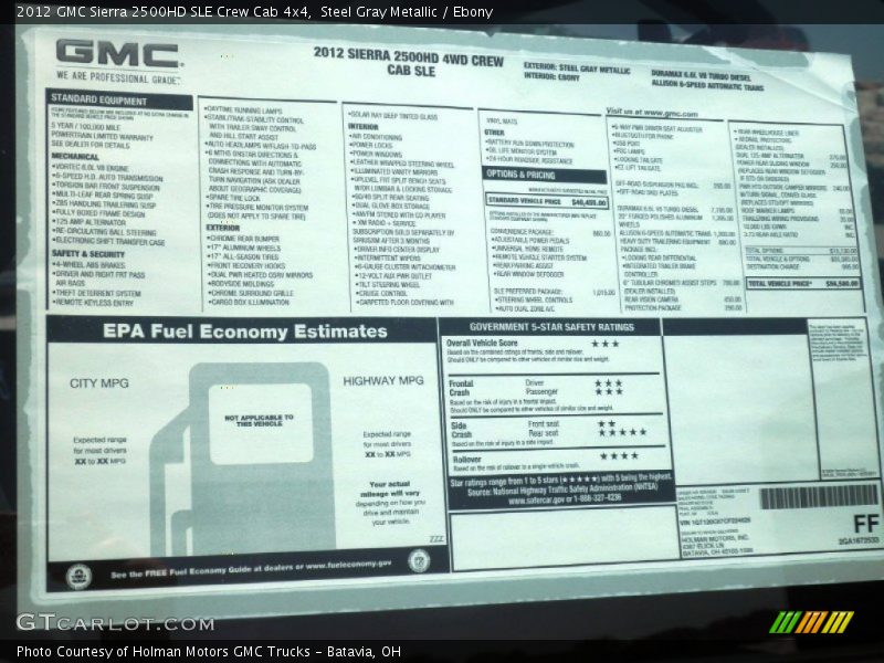 Steel Gray Metallic / Ebony 2012 GMC Sierra 2500HD SLE Crew Cab 4x4