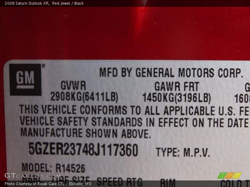 Red Jewel / Black 2008 Saturn Outlook XR