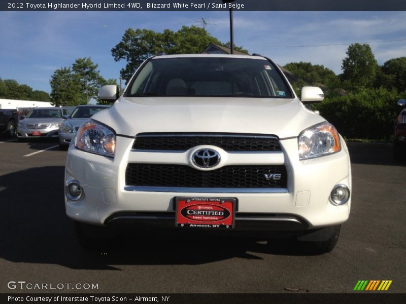 Blizzard White Pearl / Sand Beige 2012 Toyota Highlander Hybrid Limited 4WD