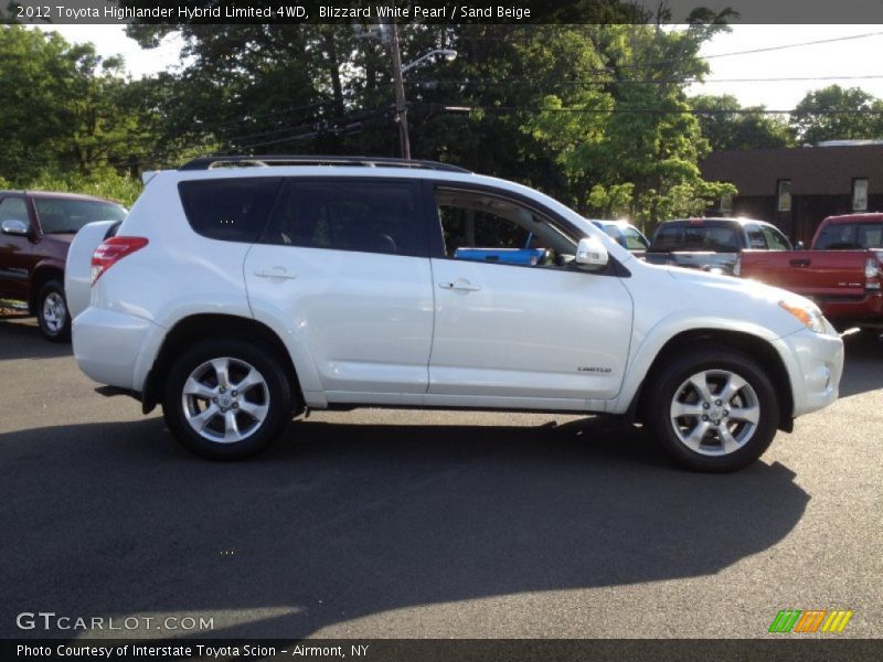 Blizzard White Pearl / Sand Beige 2012 Toyota Highlander Hybrid Limited 4WD
