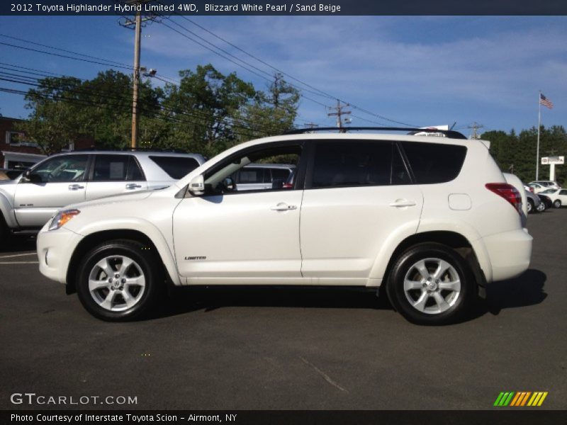 Blizzard White Pearl / Sand Beige 2012 Toyota Highlander Hybrid Limited 4WD