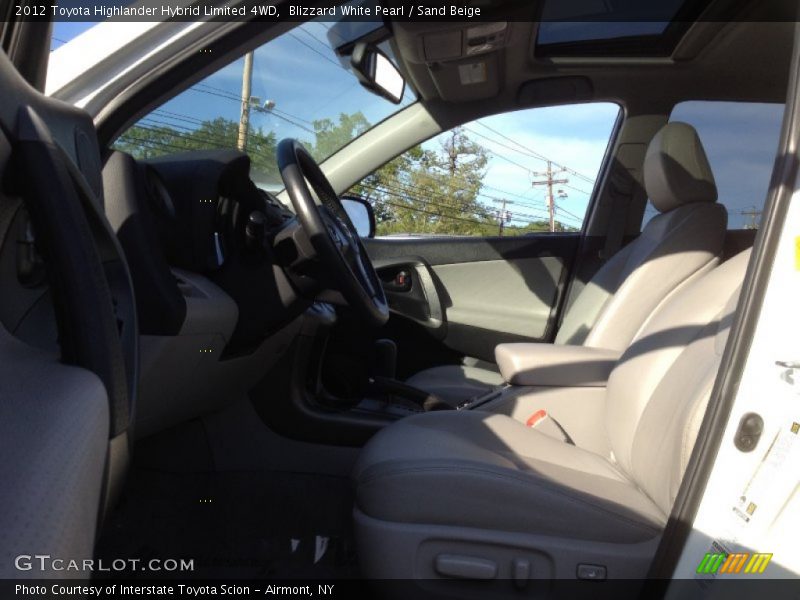 Blizzard White Pearl / Sand Beige 2012 Toyota Highlander Hybrid Limited 4WD