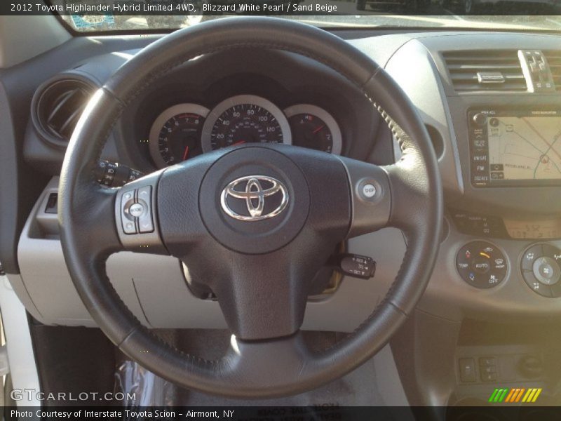 Blizzard White Pearl / Sand Beige 2012 Toyota Highlander Hybrid Limited 4WD