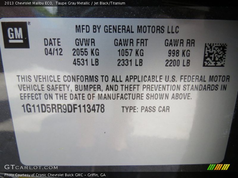 Taupe Gray Metallic / Jet Black/Titanium 2013 Chevrolet Malibu ECO