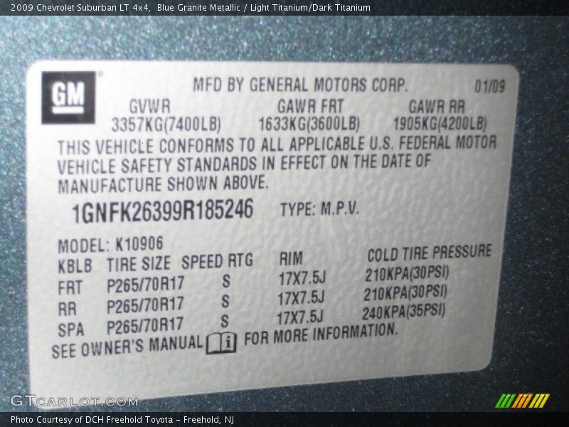 Blue Granite Metallic / Light Titanium/Dark Titanium 2009 Chevrolet Suburban LT 4x4