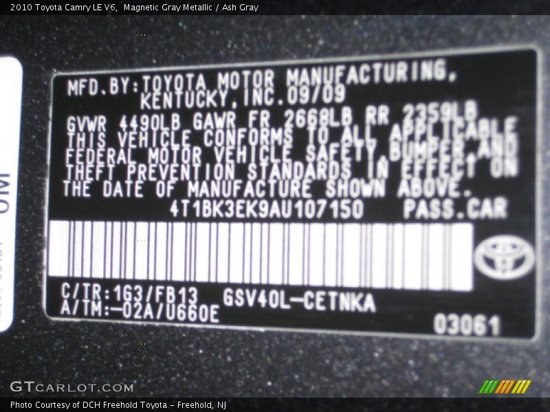 Magnetic Gray Metallic / Ash Gray 2010 Toyota Camry LE V6