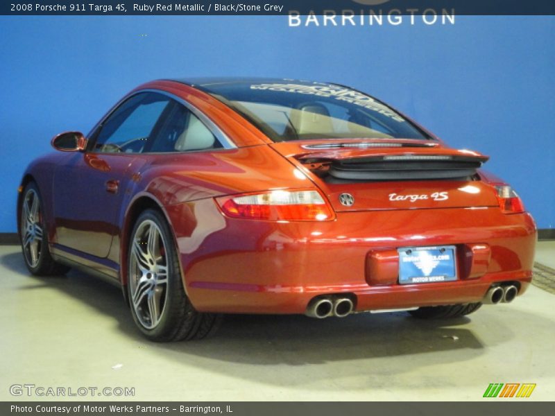 Ruby Red Metallic / Black/Stone Grey 2008 Porsche 911 Targa 4S