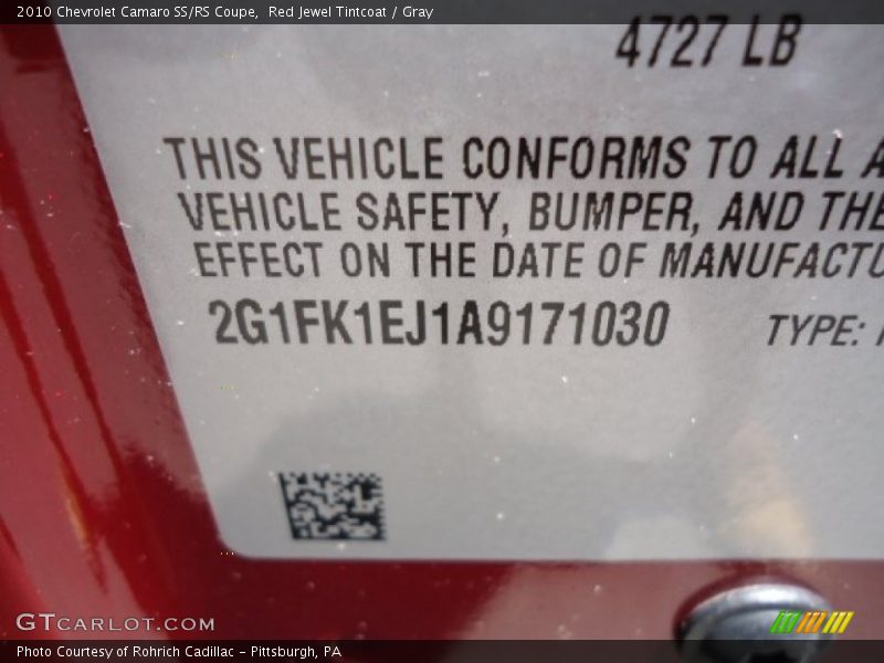 Red Jewel Tintcoat / Gray 2010 Chevrolet Camaro SS/RS Coupe