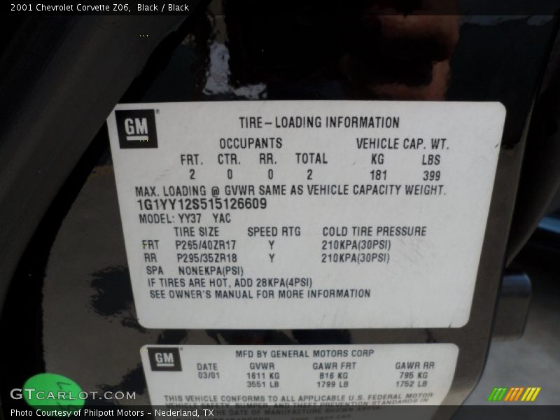 Black / Black 2001 Chevrolet Corvette Z06